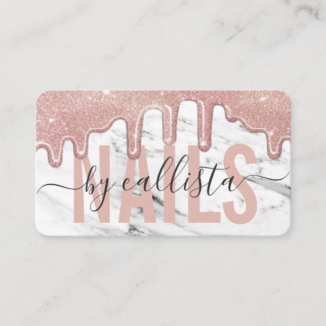 Marble Nail Artist ro Glitter Visitkort (Framsida)
