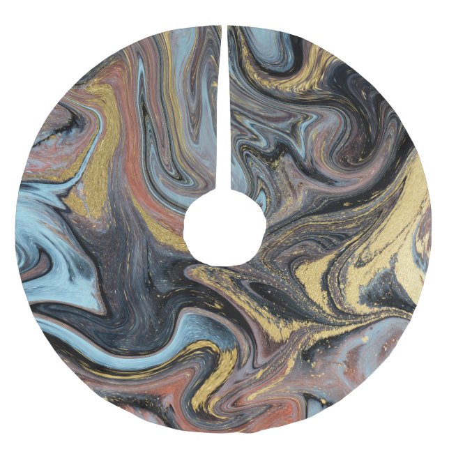 Marble Nature Artwork Golden Glitter Julgransmatta Borstad Polyester (Framsidan)