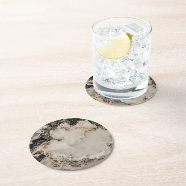 Marble Nature Färg Mönster Underlägg Papper Rund (Insitu)