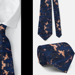 Marble Neck Tie, blå Ro-guld Slips