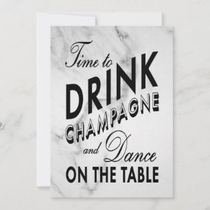 Marble New Year's Time to Drink Champagne Inbjudan