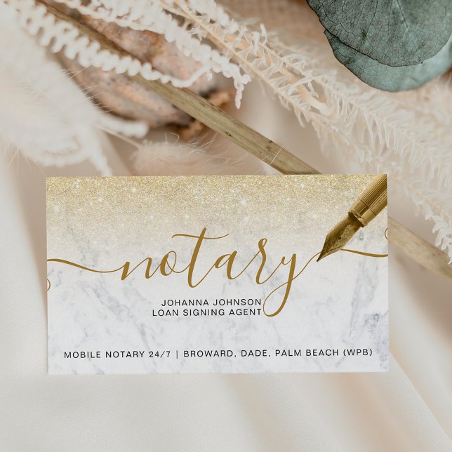 Marble Notary-lån chic guld glitter typografi Visitkort (Skapare uppladdad)