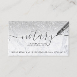 Marble Notary-lån silver glitter typografi Visitkort