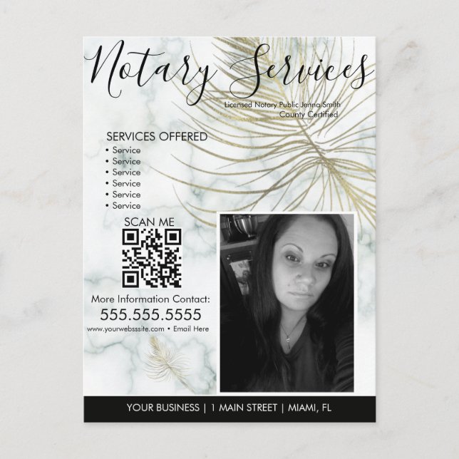 Marble Notary Services Photo Business Flyer Vykort (Framsida)