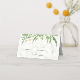 Marble och Eucalyptus Greenery Bröllop Bord Placeringskort