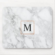 Marble och Faux Foil Gräns Monogram Mouse Pad