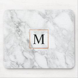 Marble och Faux Foil Gräns Monogram Mouse Pad Musmatta