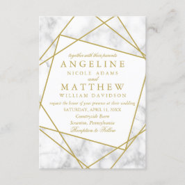 Marble och Faux Guld Geometric bröllopsinbjudan Inbjudningar