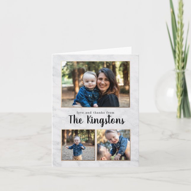 Marble och Guld 3 Photo Collage - tackkort (Framsida)