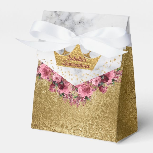 Marble och Guld Flowers och Krona Favoritbox Presentaskar (Framsidan Sidan)