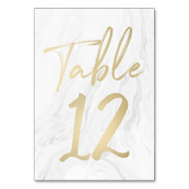 Marble och Guld Script | Bordsnummer-kort 12 Bordsnummer