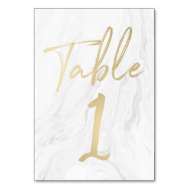 Marble och Guld Script | Bordsnummer-kort 1 Bordsnummer