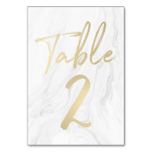Marble och Guld Script | Bordsnummer-kort 2