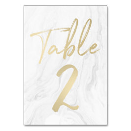 Marble och Guld Script | Bordsnummer-kort 2 Bordsnummer