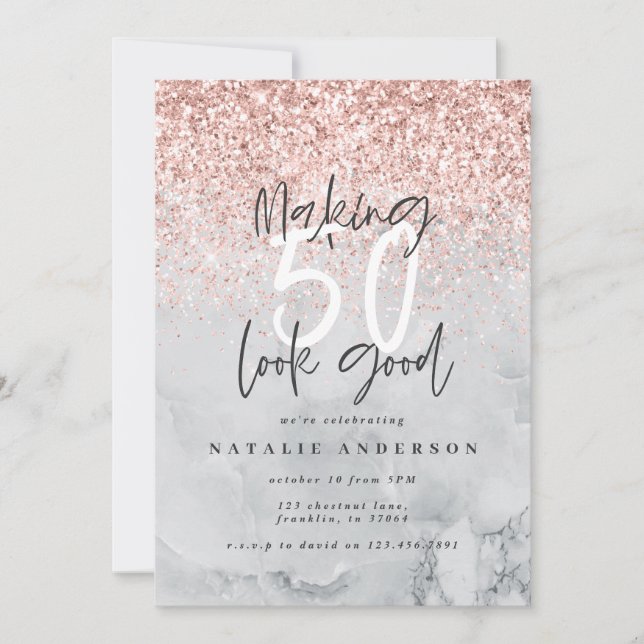 Marble och ro guld, den moderna 50:e födelsedagsfe (Framsida)