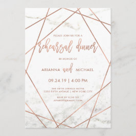 Marble och Ro Guld Geometric Rehearsal Middag Inbjudningar