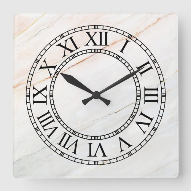 Marble och Roman Numeral Ansikte Fyrkantig Klocka (Framsida)