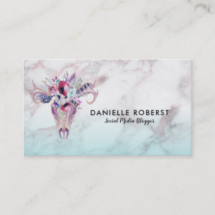 Marble Ombre & Boho Skull Visitkort