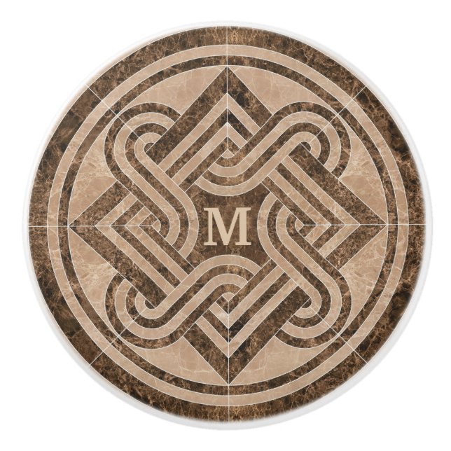 Marble Ornament Ceramic Knob i monogrammet Knopp (Framsidan)