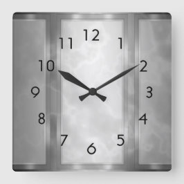 Marble Panels, svart kol Fyrkantig Klocka