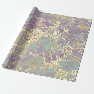 Marble Pastel Guld Aqua Strokes Gift Idea Presentpapper