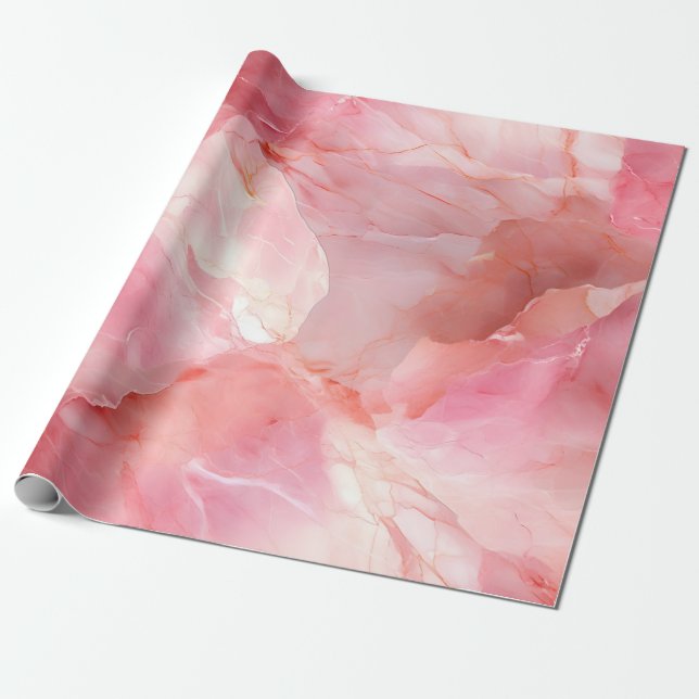Marble Pastel Rosa Presentpapper (Utrullad)
