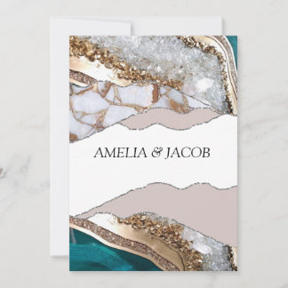 Marble Persanolised Wedding Card Inbjudningar