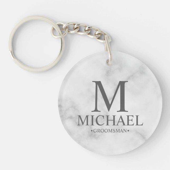 Marble Personlig Groomsman Namn&Monogram (Framsidan)