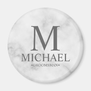 Marble Personlig Groomsman Namn och Monogram Magnet