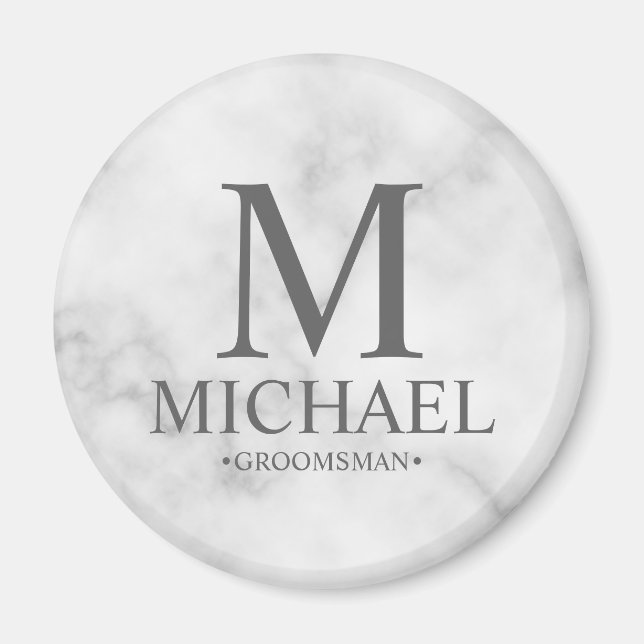 Marble Personlig Groomsman Namn och Monogram Magnet (Framsidan)