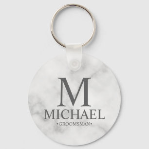Marble Personlig Groomsman Namn och Monogram Nyckelring