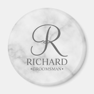 Marble Personlig Groomsmans Namn och Monogram Magnet
