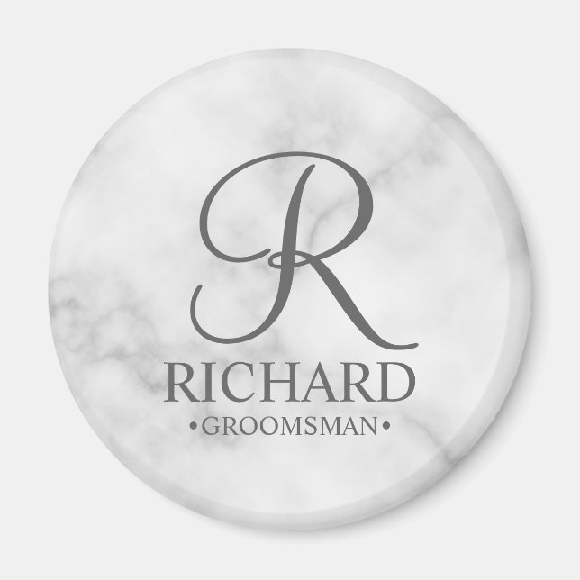 Marble Personlig Groomsmans Namn och Monogram Magnet (Framsidan)