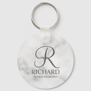 Marble Personlig Groomsmans Namn och Monogram Nyckelring