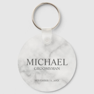Marble Personlig Groomsmans Namn och Monogram Nyckelring