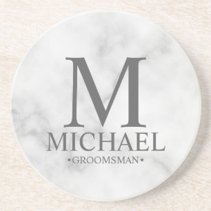 Marble Personlig Monogram och Namn Groomsman Underlägg
