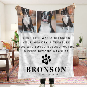 Marble Pet Loss Memorial Quote & Photo Collage Fleecefilt