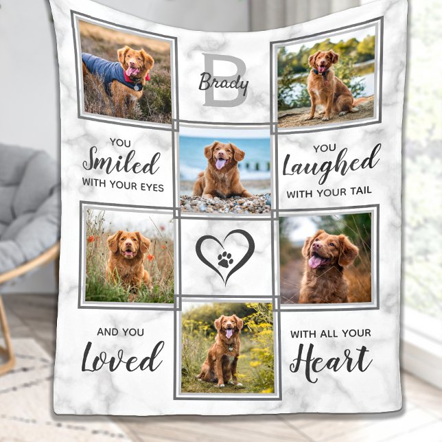 Marble Pet Memorial Keepsakys Photo Collage Fleecefilt (Skapare uppladdad)