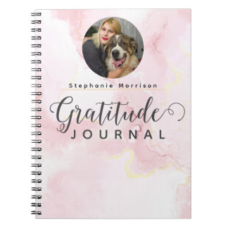 Marble Photo Gratitude Journal - Rosa och vitt Anteckningsbok