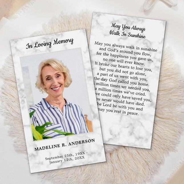 Marble Photo Memorial Sympathy Funeral Prayer Card Visitkort (Skapare uppladdad)