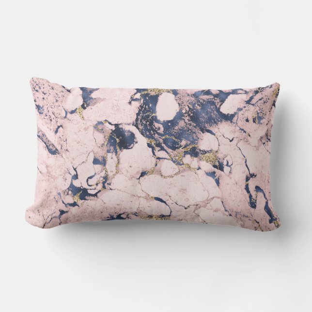 Marble Pillow för marmor med  marin Guld Lumbarkudde (Framsida)