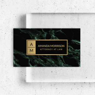Marble professionell Minimal Monogram Grönt Marble Visitkort
