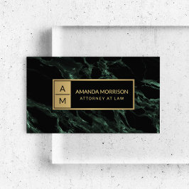 Marble professionell Minimal Monogram Grönt Marble Visitkort