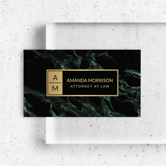 Marble professionell Minimal Monogram Grönt Marble Visitkort (Skapare uppladdad)