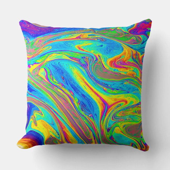 Marble Rainbow Swirls Bright och Vackert Kudde (Framsida)