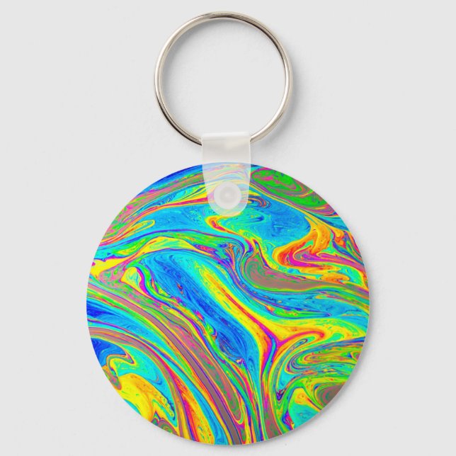 Marble Rainbow Swirls Bright och Vackert Nyckelring (Framsida)
