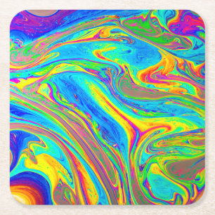 Marble Rainbow Swirls ljusa och vackra Underlägg Papper Kvadrat