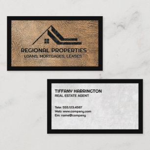 Marble Realtor Logotyp Brun läder Struktur Visitkort