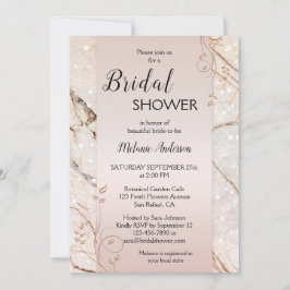 Marble Ro Guld Blommigt Inbjudningskort för möhipp