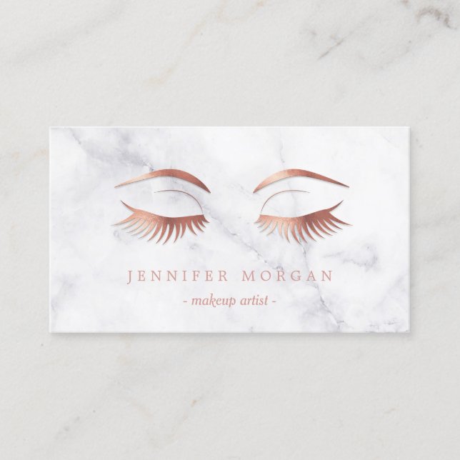 Marble Ro Guld Eyelash Eyebrow Makeup Artist Visitkort (Framsida)